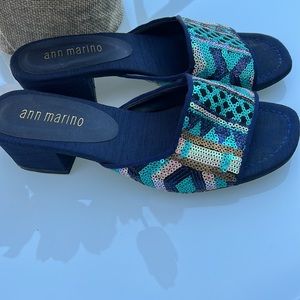 Ann Marino Blue Zippity Do Dah Mules